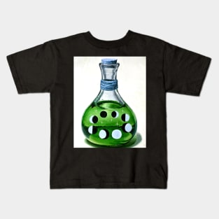 Green Wicca bottle - moon phases Kids T-Shirt